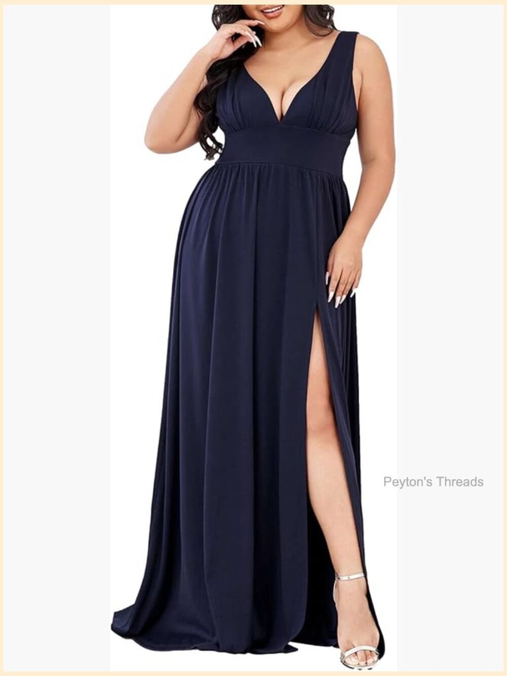 Plus Size Formal Floor Length A Line V Neck Pleated Dress